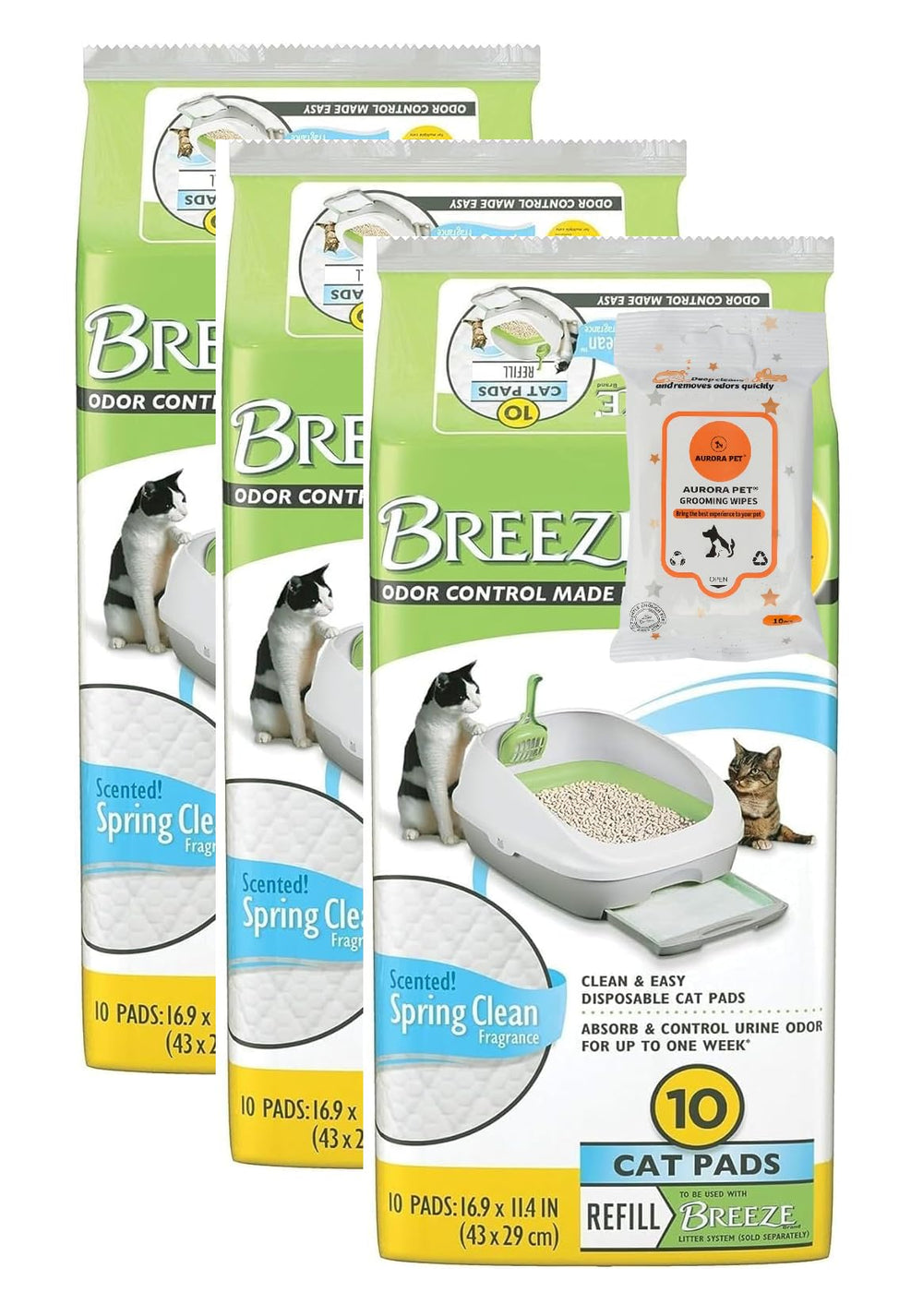 Paquets remplissage Tidy Cat Breeze Printemps avec Aurora Pet, installation rapide et odeurs maîtrisées.