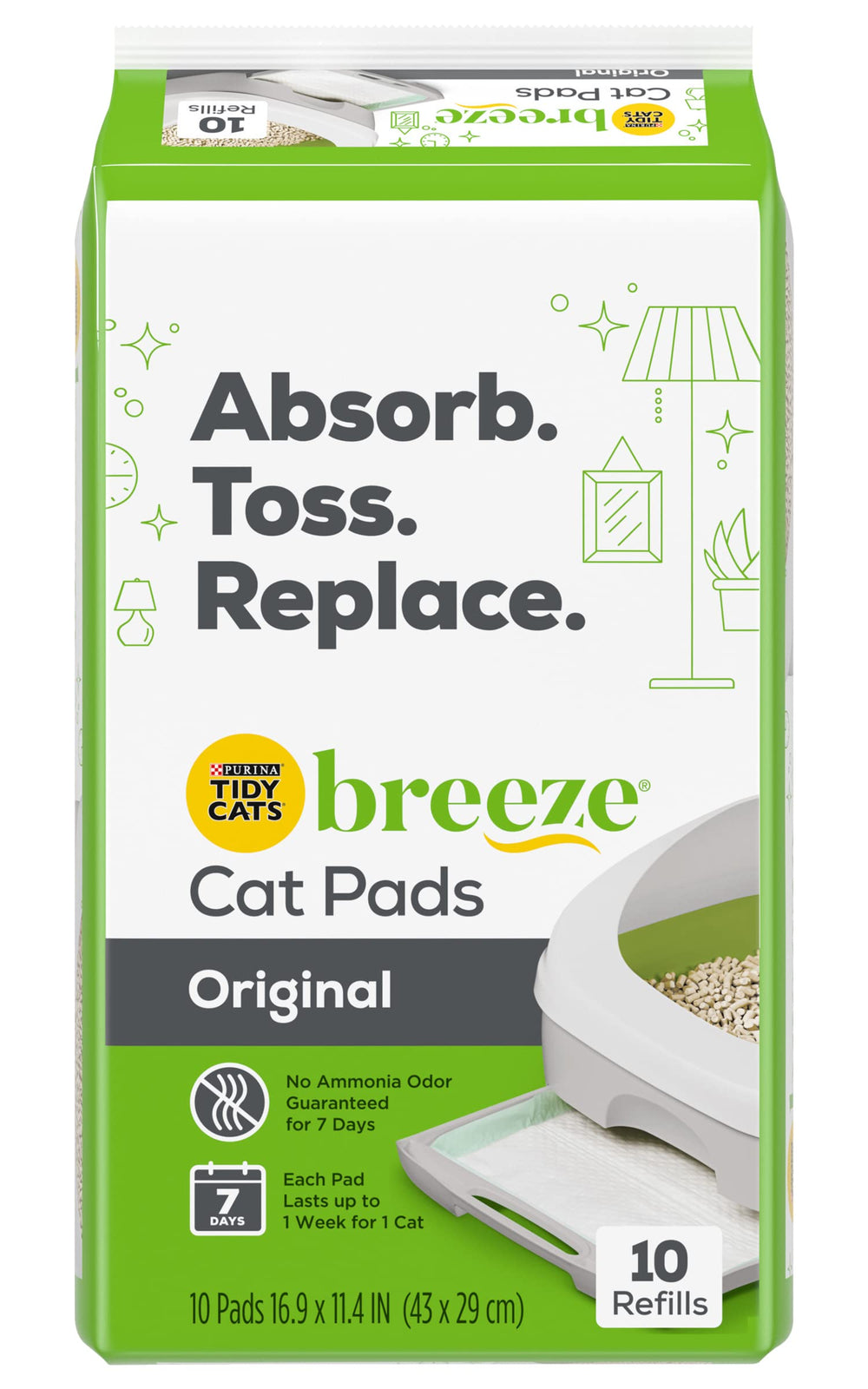 Coussinets absorbants Tidy Cats Breeze Original, absorption rapide pour la litière.