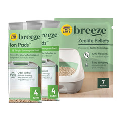 Recharge Breeze Tidy Cats avec grains de zeolite pour contrôle facile des odeurs.
