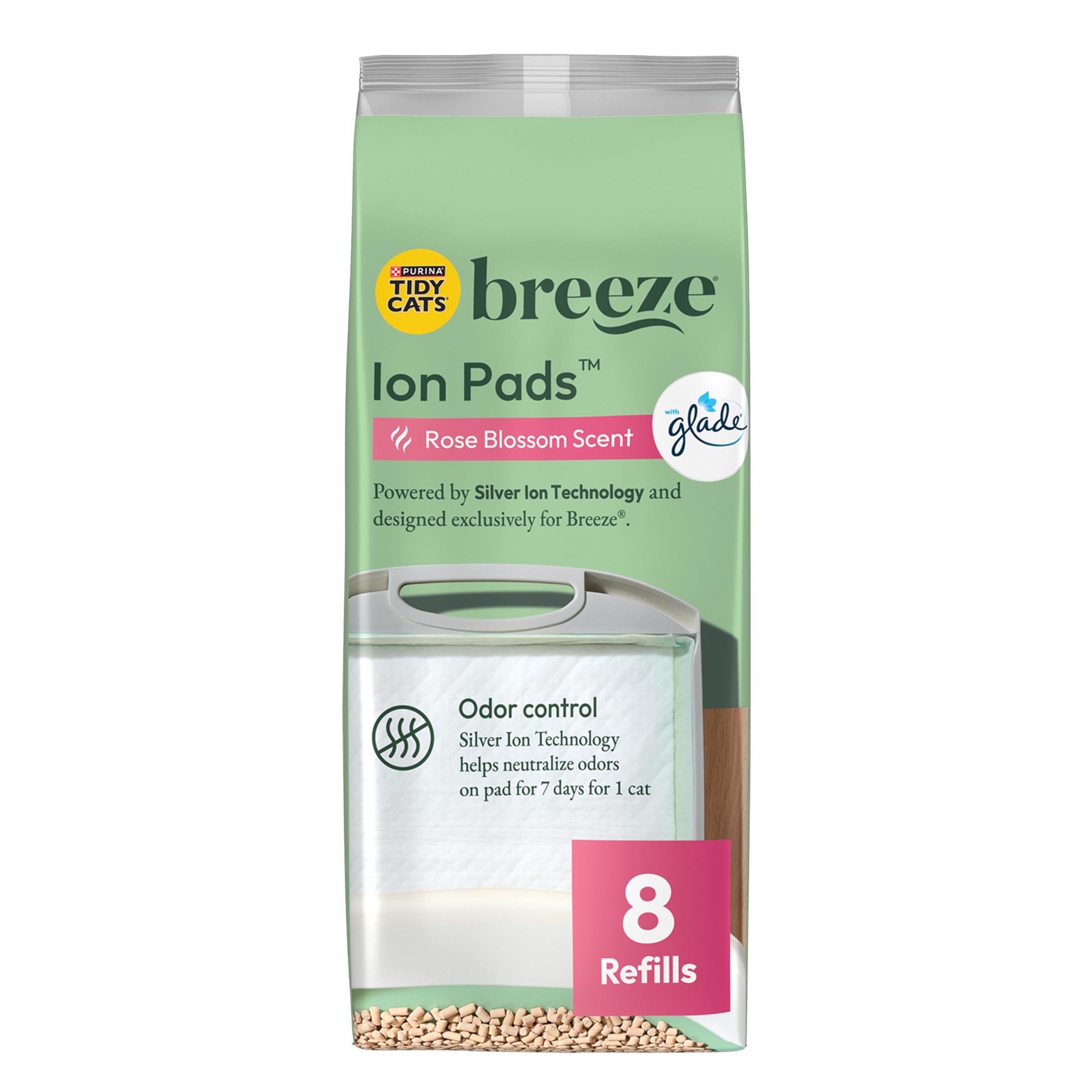 Coussins absorbants Tidy Cats Brise au parfum rose pour une litière plus fraîche.