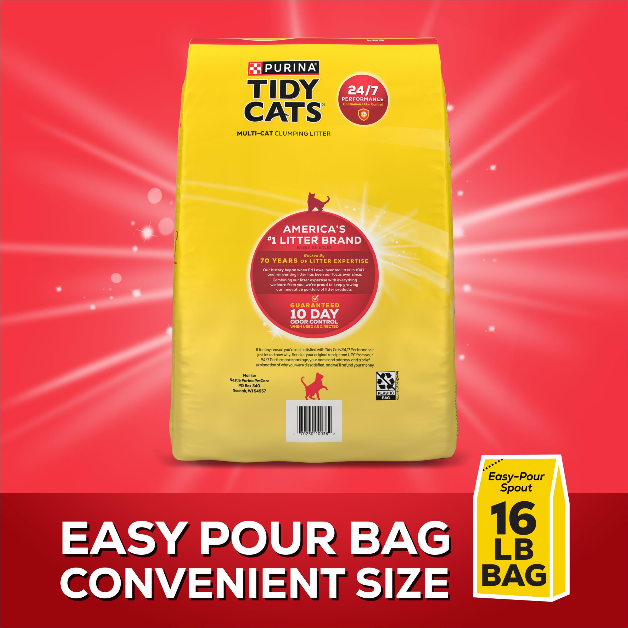 Entretien simple autour du bac grâce à la litière Tidy Cats