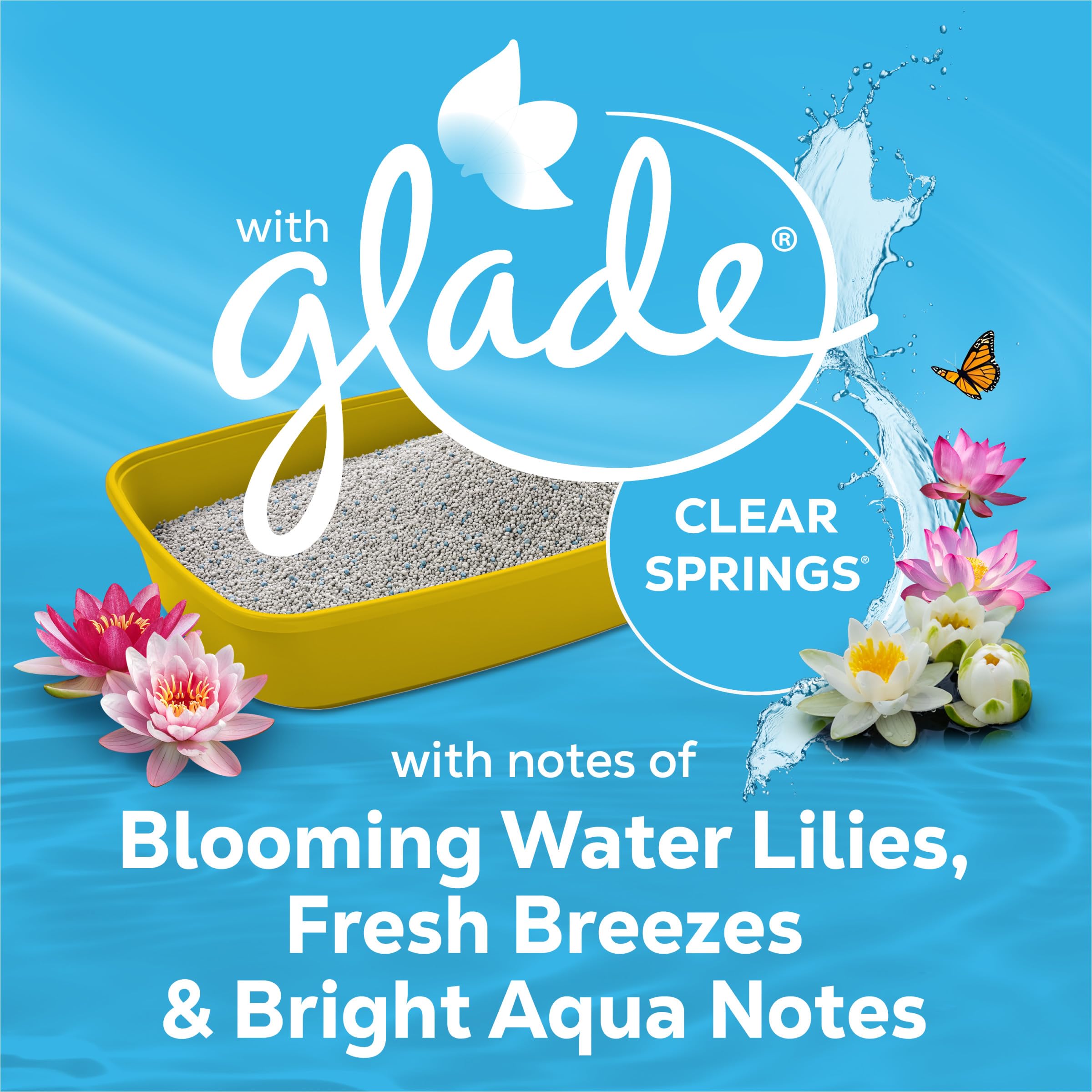Purina Tidy Cats Glade Clear Springs libère la fragrance Clear Springs pour un espace frais.