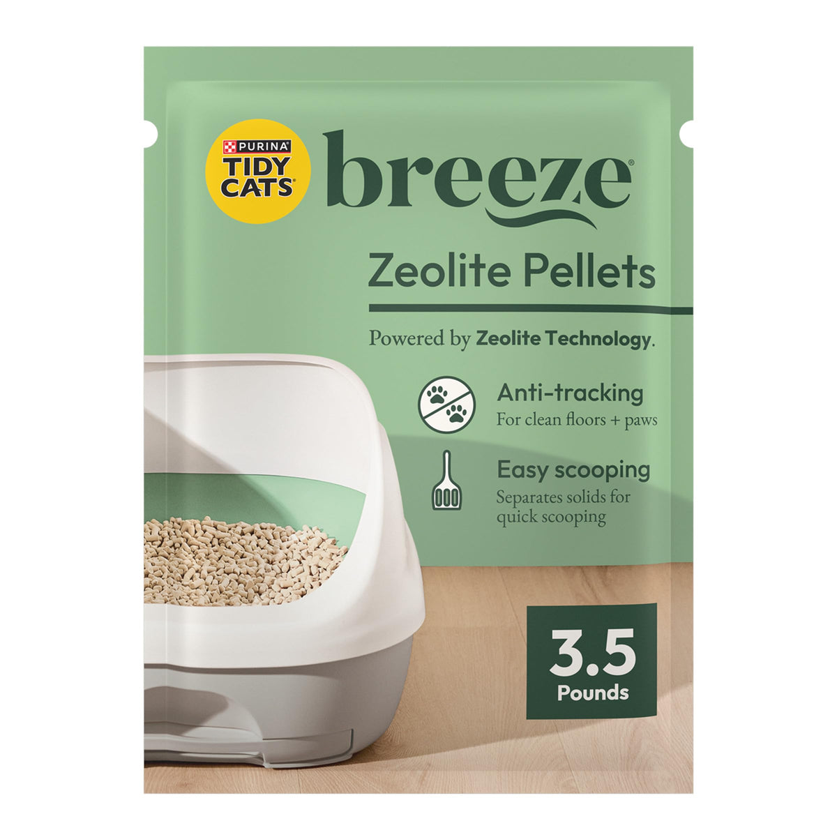 Purina Tidy Cats Breeze : emballage recyclable et pratique pour votre litière.