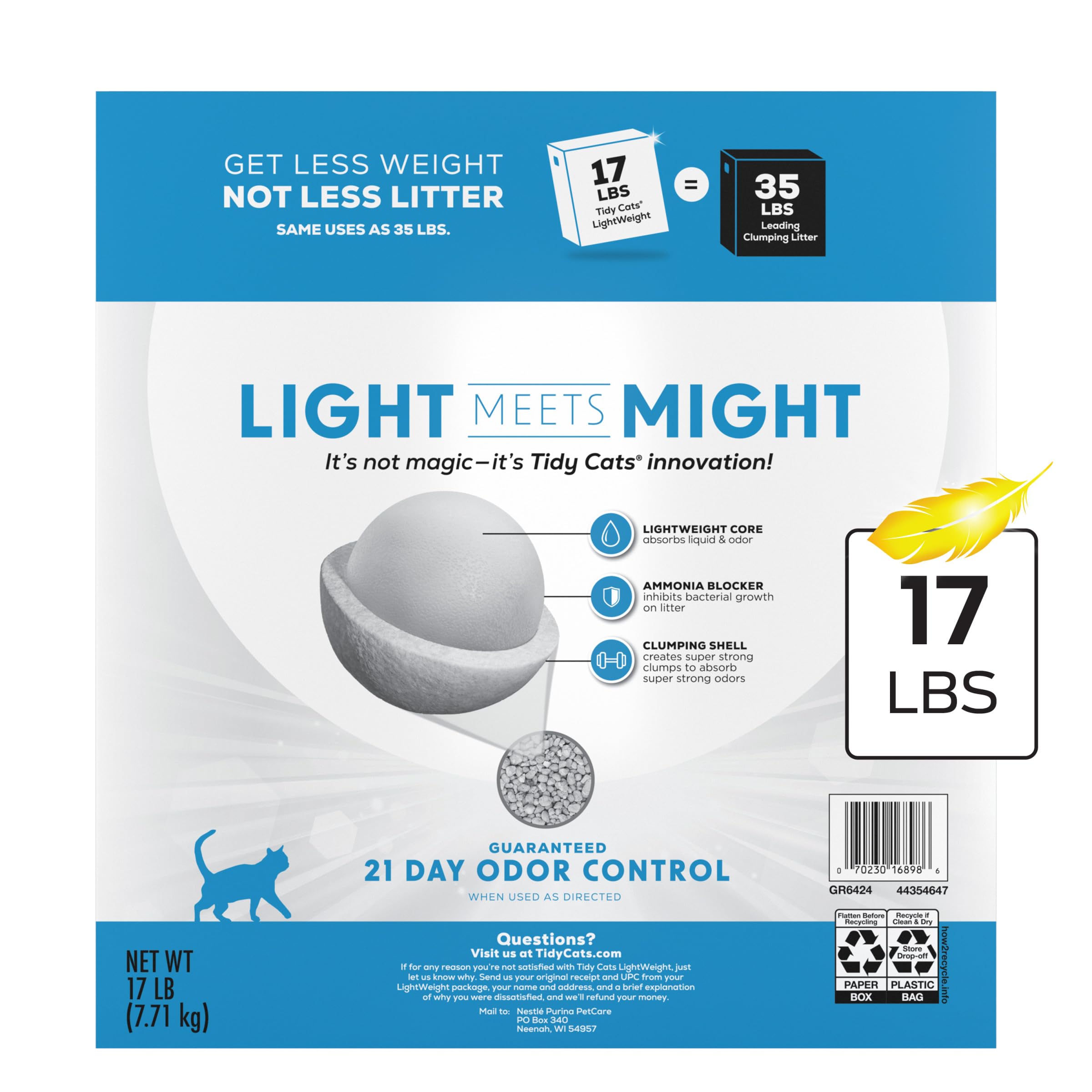 Purina Tidy Cats deodorisation continue, controle les odeurs entre les remplissages.