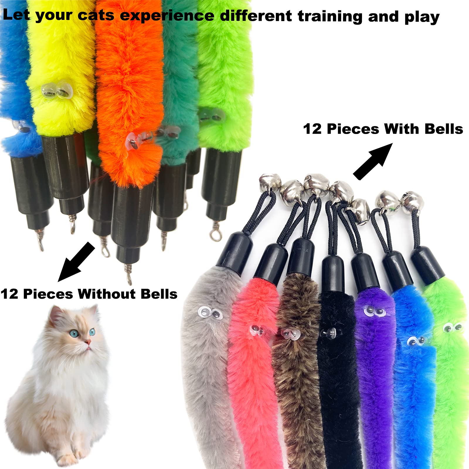 TIENAILING Attache-jouet ver chat – fixation rapide sur baguette ou support.