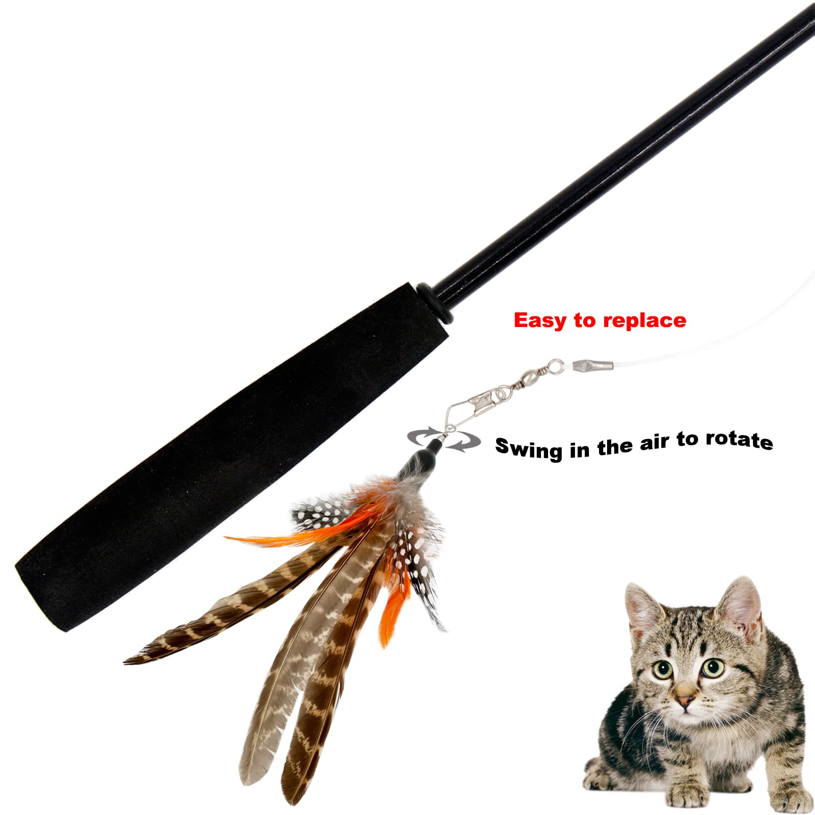TIENAILING jouet baguette plumes – boucle d'attache pratique pour fixer sur baguette ou cadre.