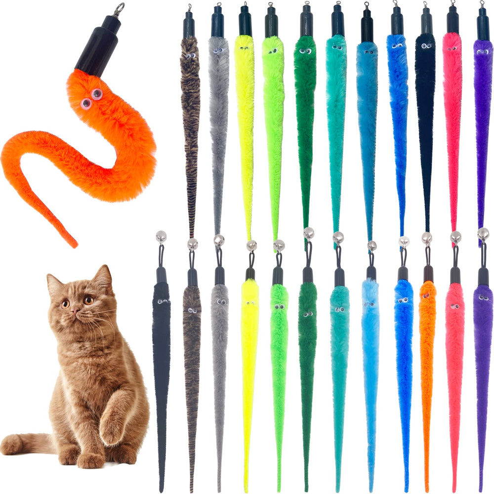 TIENAILING Recharges de jouet ver pour chat – 24 pièces, stimulation et jeu actif.