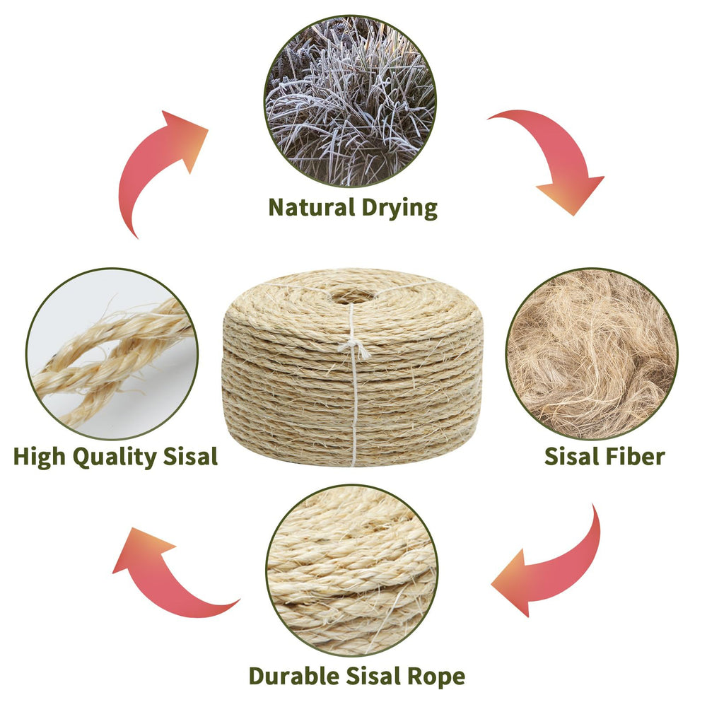 Corde sisal TienYow 4 mm pour renfort de griffoirs et installations associées