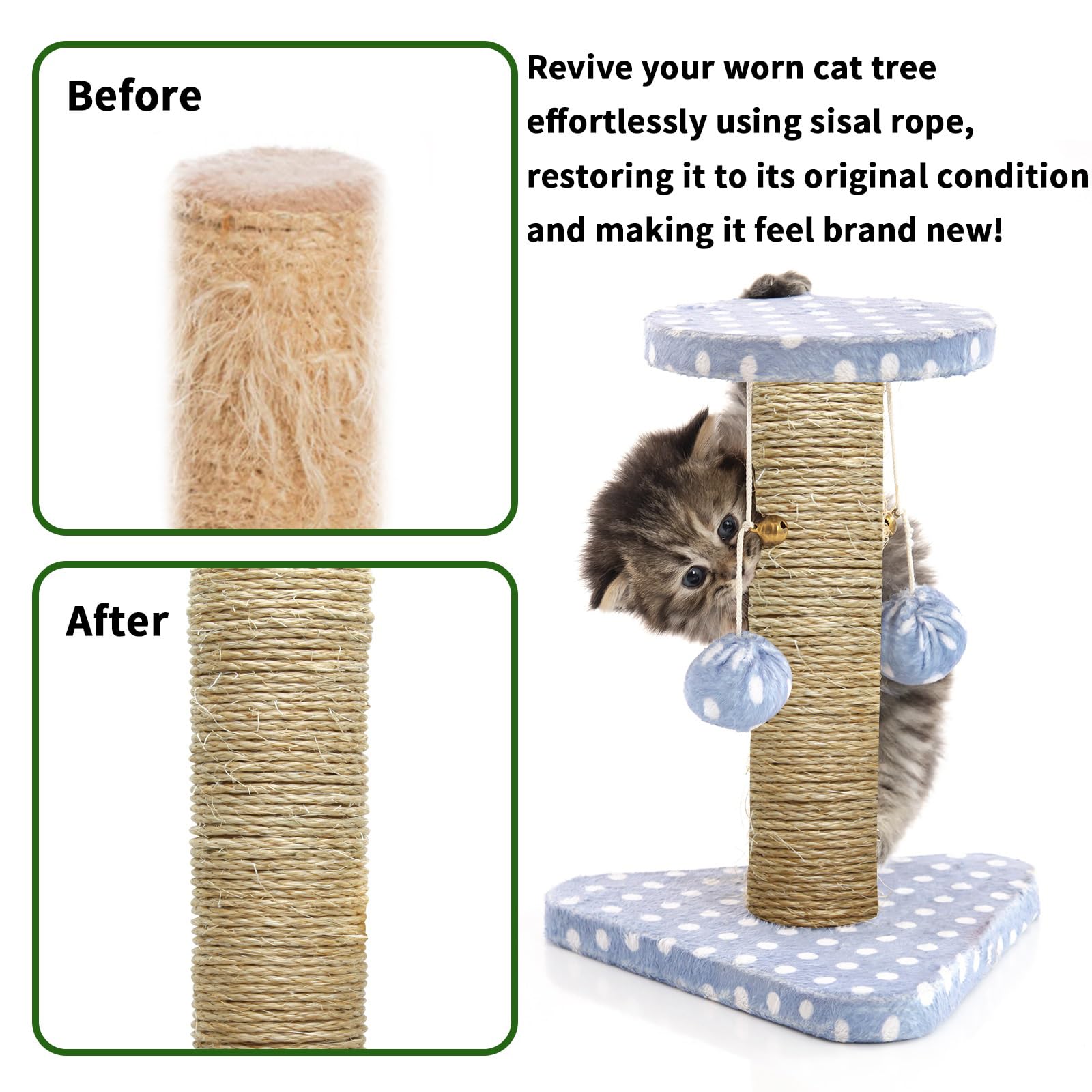 Corde sisal TienYow 4 mm pour envelopper et protéger pieds de meubles