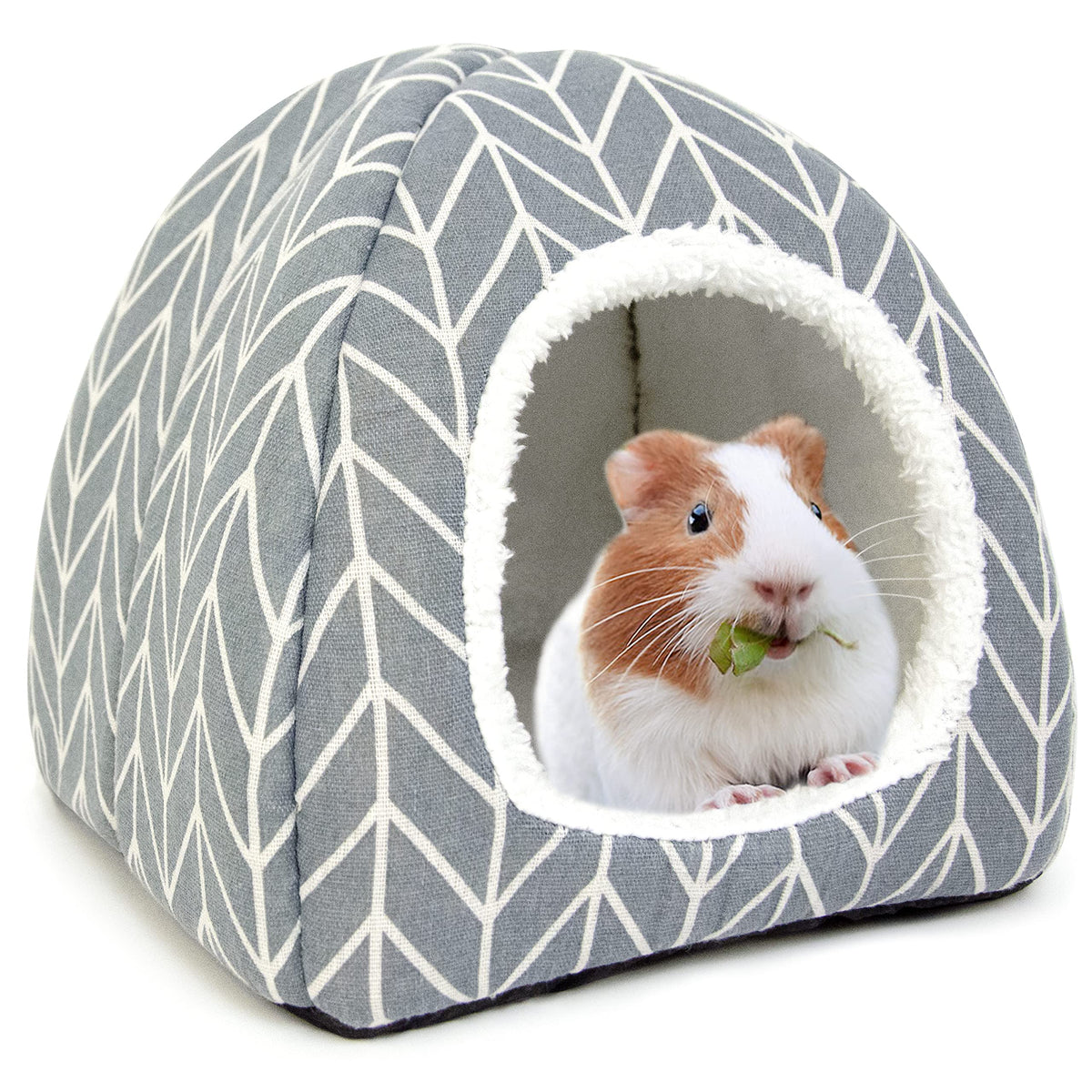 Tierecare abri-cachette gris pour petits animaux, cachette chaude et sécurisée.