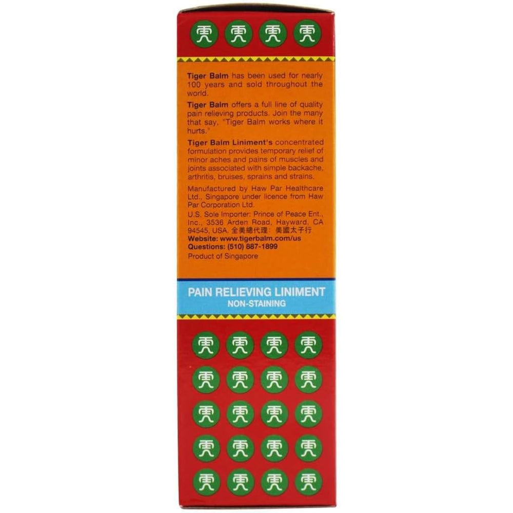 Tiger Balm Liniment montre l'application mesurée et contrôlée.