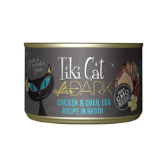 Tiki Cat After Dark – boîte poulet et œuf de caille, goût riche pour chats adultes.