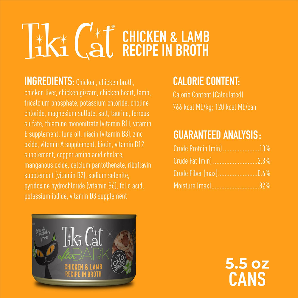 Morceaux délicats Tiki Cat After Dark dans l’alimentation, prêt à servir