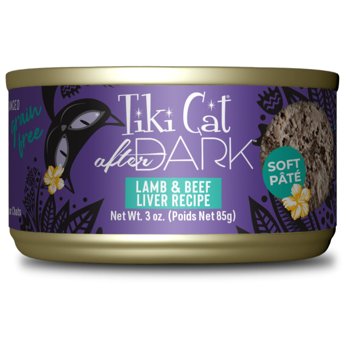 Tiki Cat After Dark Pâté Agneau et Foie, texture fine pour repas carnivore équilibré.