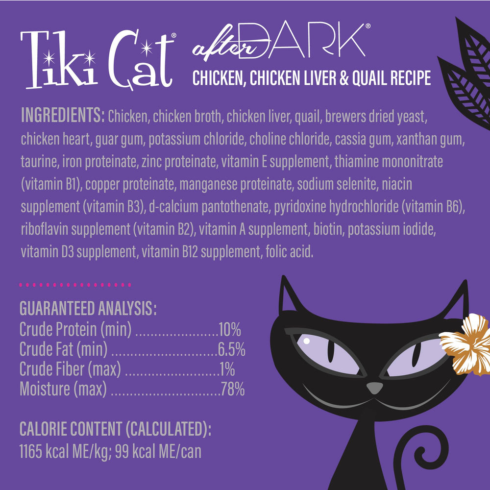 Pâté sans céréales de Tiki Cat After Dark, repas sans céréales.