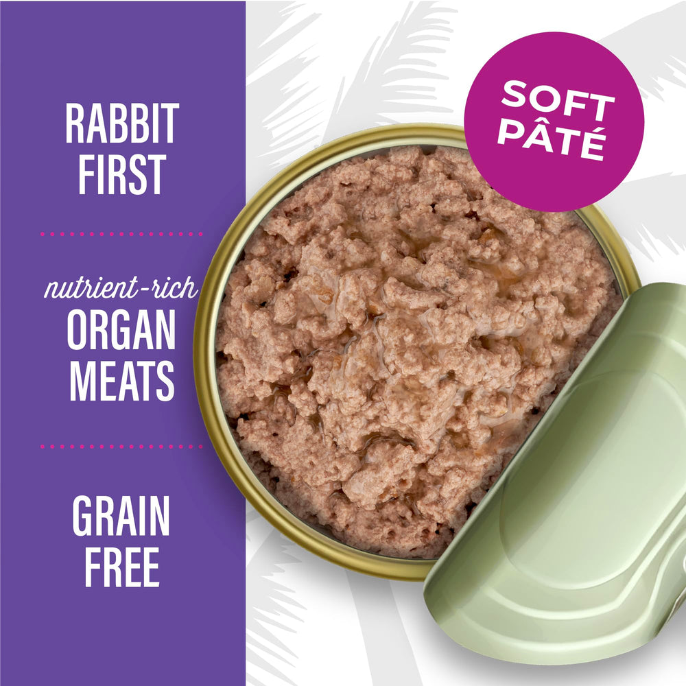 Ingrédients foies et lapin du pâté After Dark, source de protéines variée.