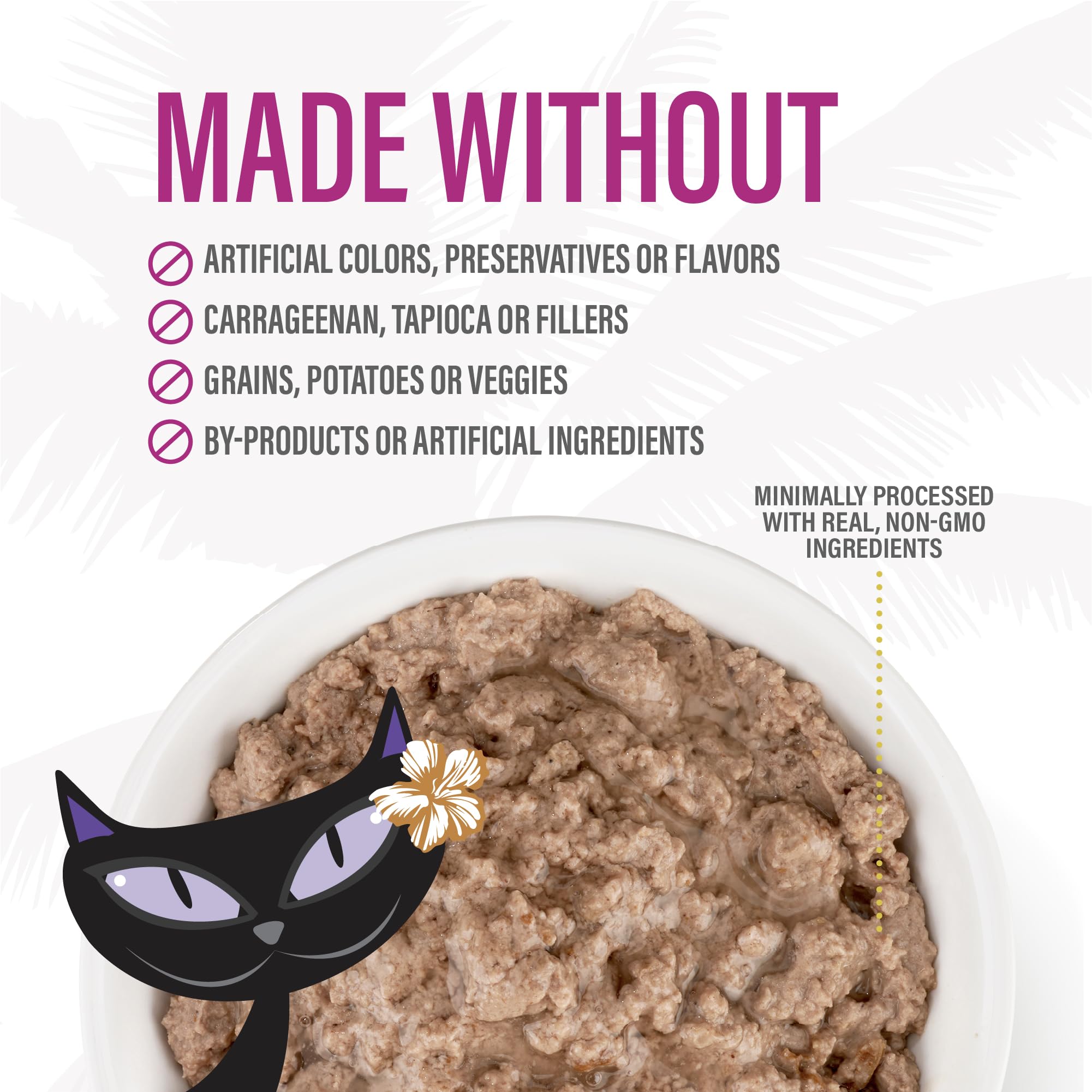 Sans céréales, texture lisse et facile à manger pour chats.