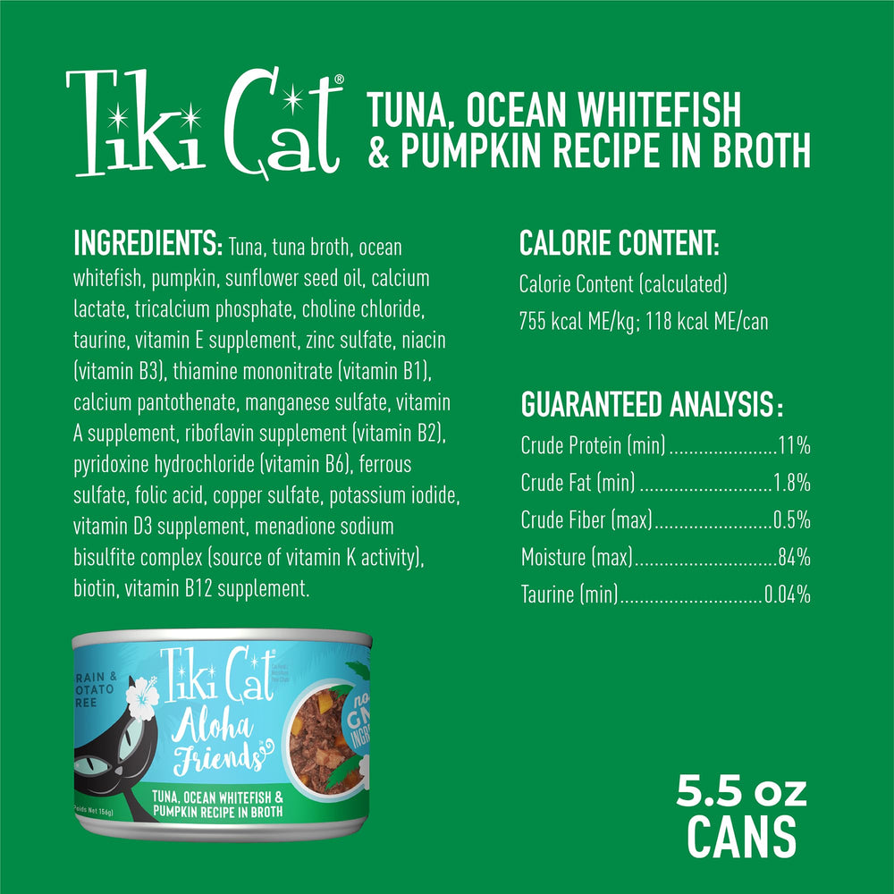 Tiki Cat Aloha Friends citrouille et fibres douces, alimentation équilibrée.