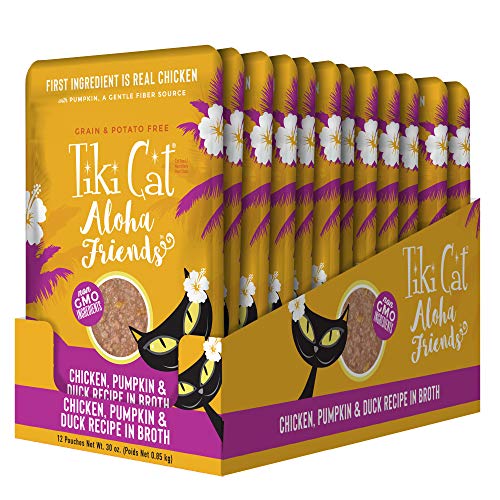 Tiki Cat Aloha Friends – sachet poulet-potiron-canard, goût appétissant et protéines réelles.