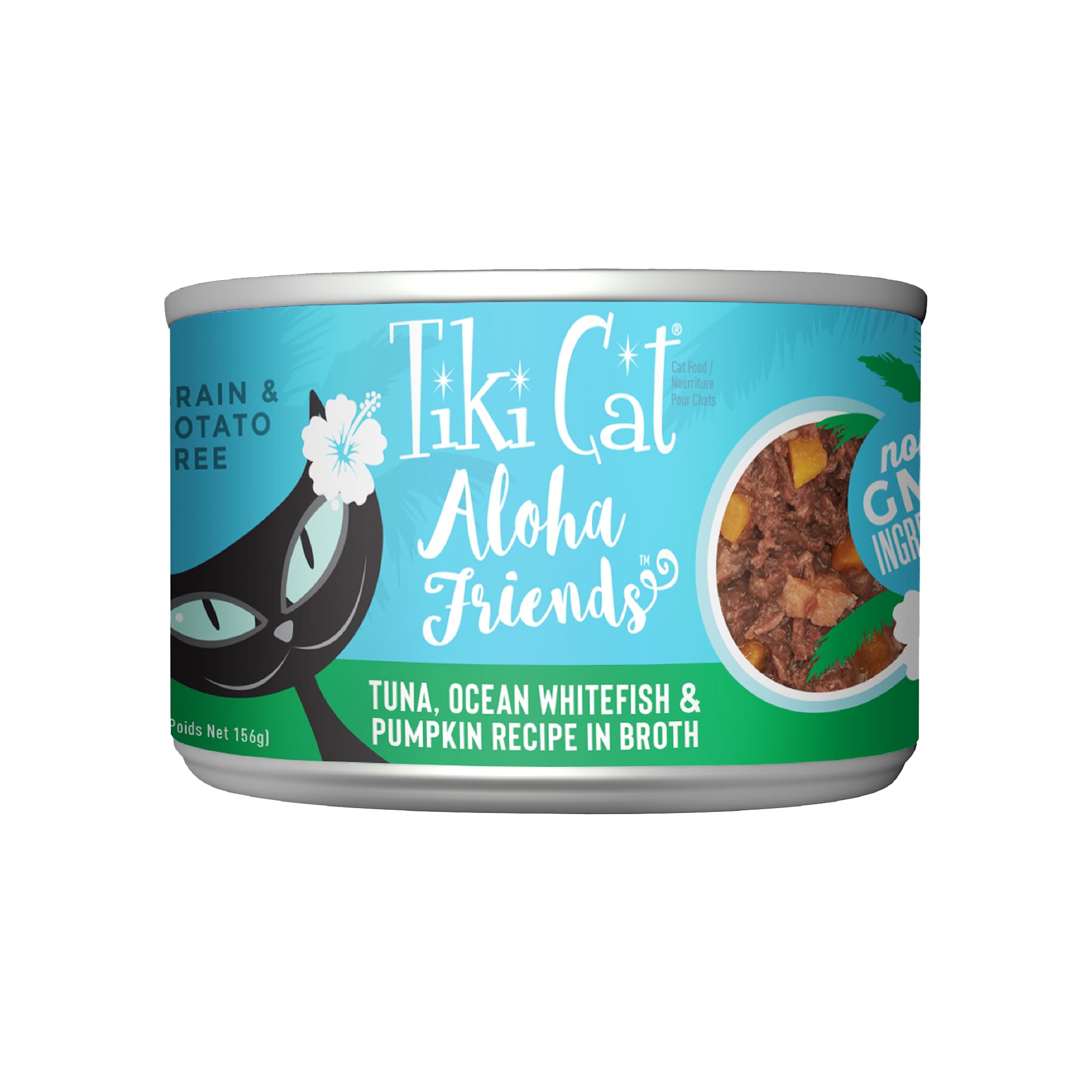 Tiki Cat Aloha Friends thon et poisson blanc dans bol, haute humidite pour l'hydratation.
