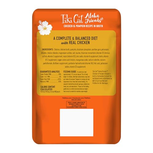 Tiki Cat Aloha Friends — sachet protéine élevée avec poulet, nutrition non médicale.