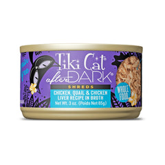 Tiki Cat Après la Nuit – morceaux effilés poulet, caille et foie en conserve, riche en protéines.