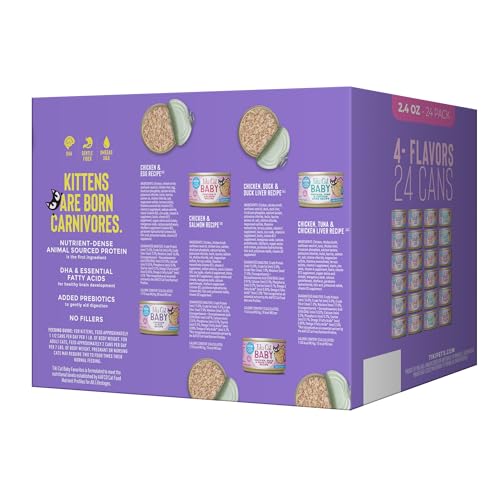 Tiki Cat Baby Favorites, foie de poulet, arôme appétent pour encourager l'alimentation des chatons.