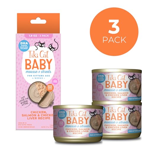 Tiki Cat Baby petits morceaux de poulet dans une base de shreds, appréciés par les chatons