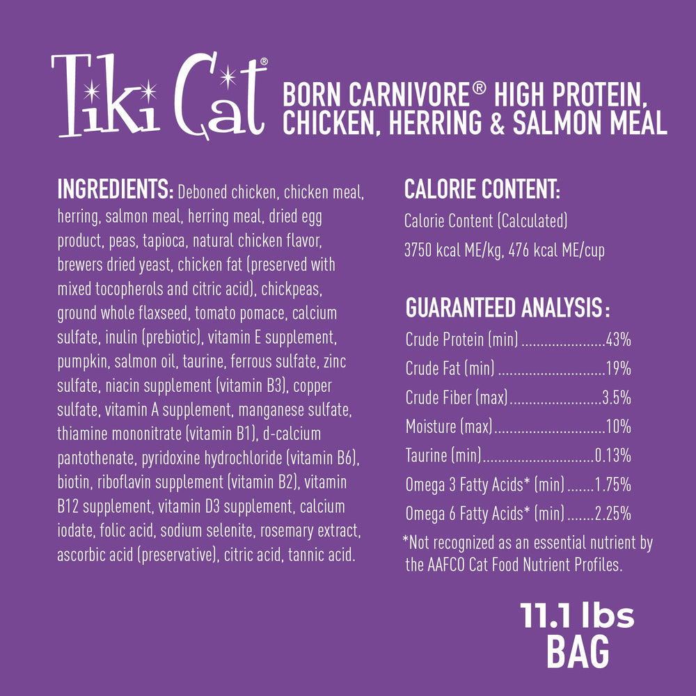Bol de nourriture adulte chat avec Tiki Cat Born Carnivore.