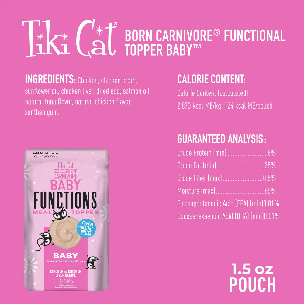 Portion pratique en sachet pour chatons, garniture mousse Tiki Cat.