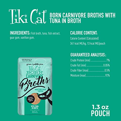 Tiki Cat Born Carnivore Broths sauce-bisque, nappage savoureux pour croquettes.