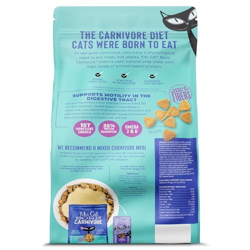 TIKI PETS Tiki Cat Born Carnivore fibres naturelles et prébiotiques facilitant la digestion.