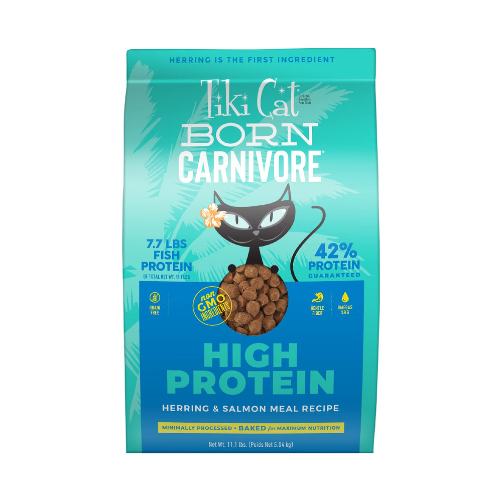Tiki Cat Born Carnivore croquettes texture croquante, protéine élevée possible.