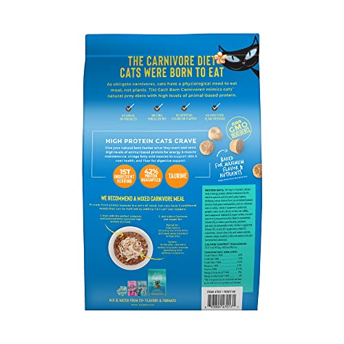 Tiki Cat Born Carnivore, protéine élevée issue du hareng réel.