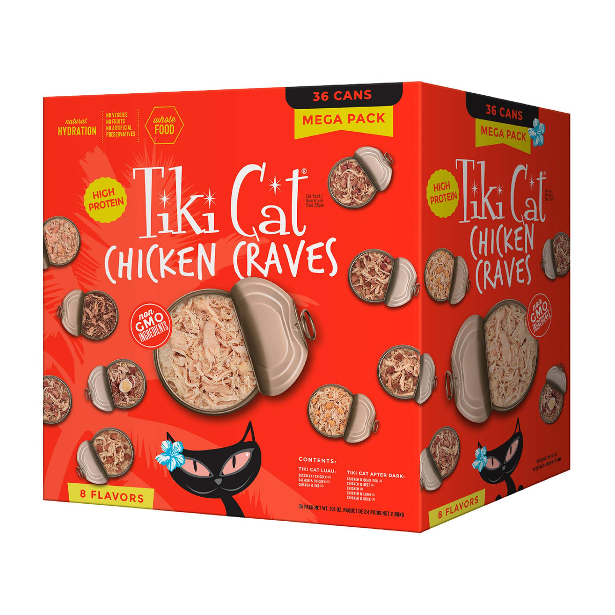 Tiki Cat Délices Poulet Mega Pack, boîtes 36, repas riches en protéines.