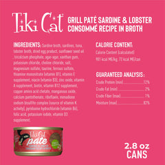 Morceaux de sardines visibles dans le pâté Tiki Cat Grill, appétence accrue.