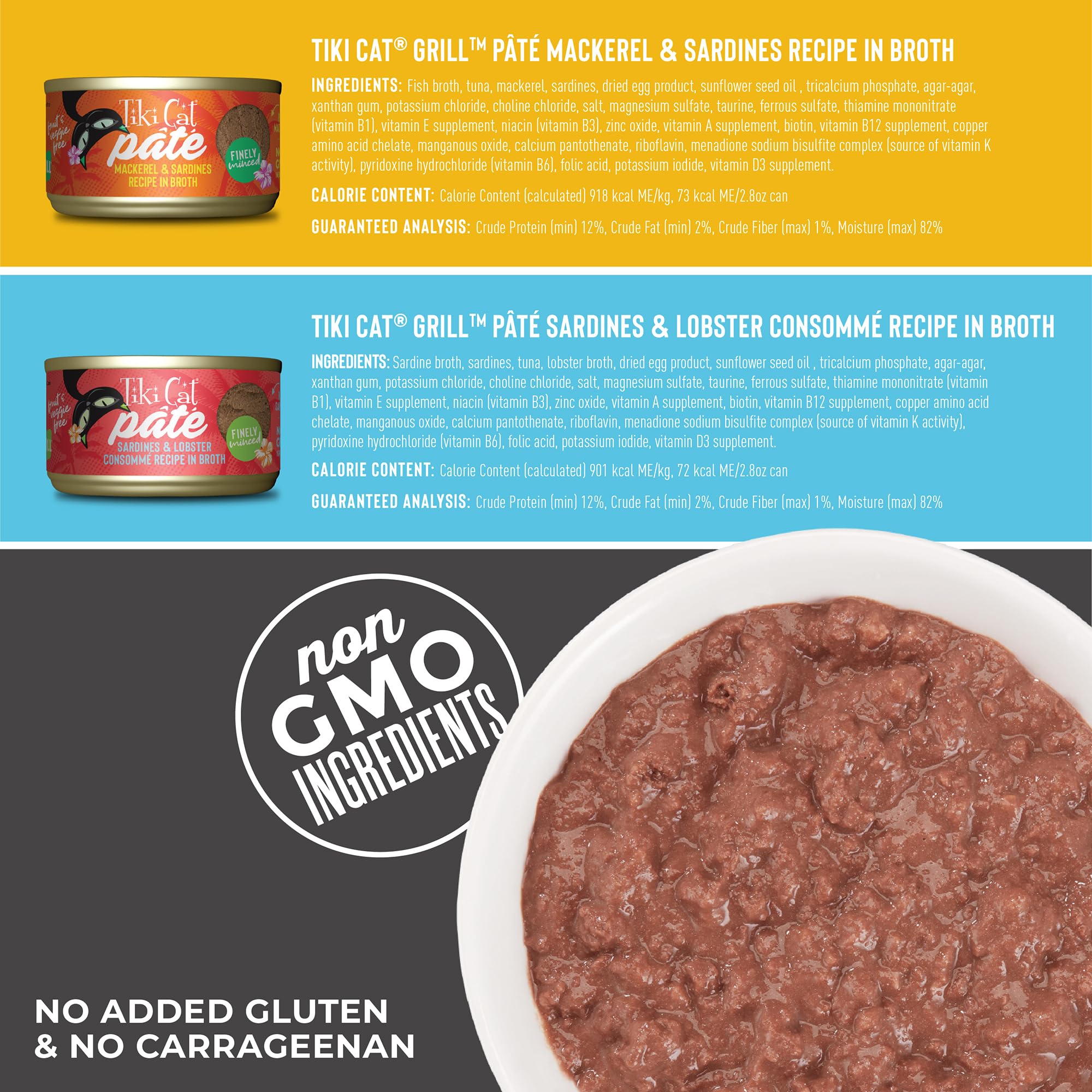 Ingrédients sans OGM dans Tiki Cat Grill Pâté