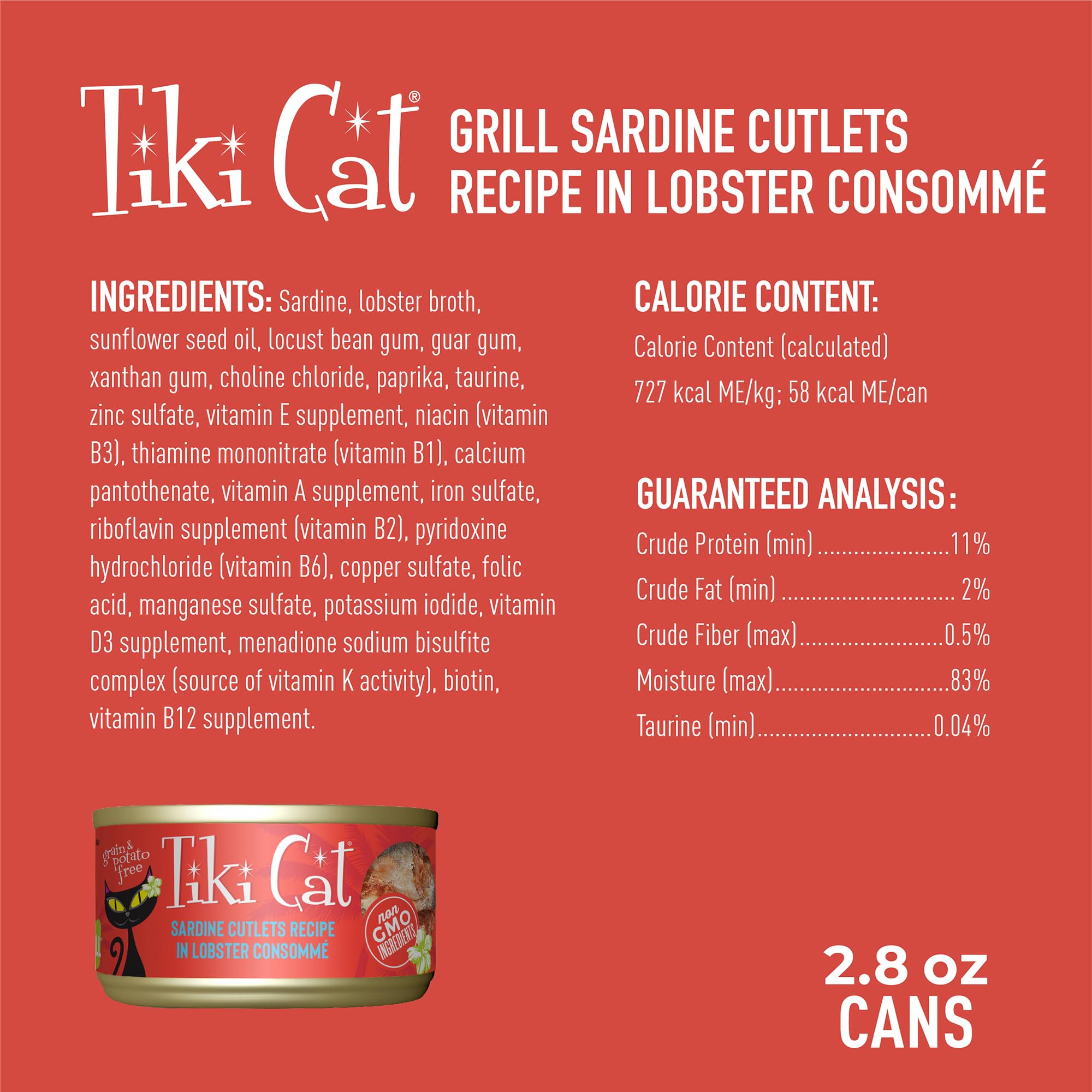 Tiki Cat Grill sardines pavés, texture tendre et goût marin qui ravit les papilles.