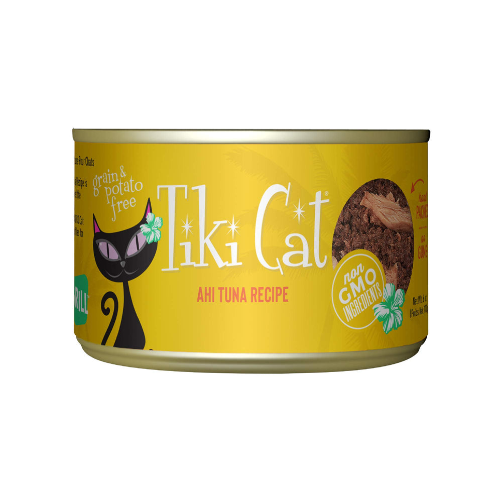Tiki Cat Grill Thon Ahi sur assiette, repas savoureux et riche en protéines.
