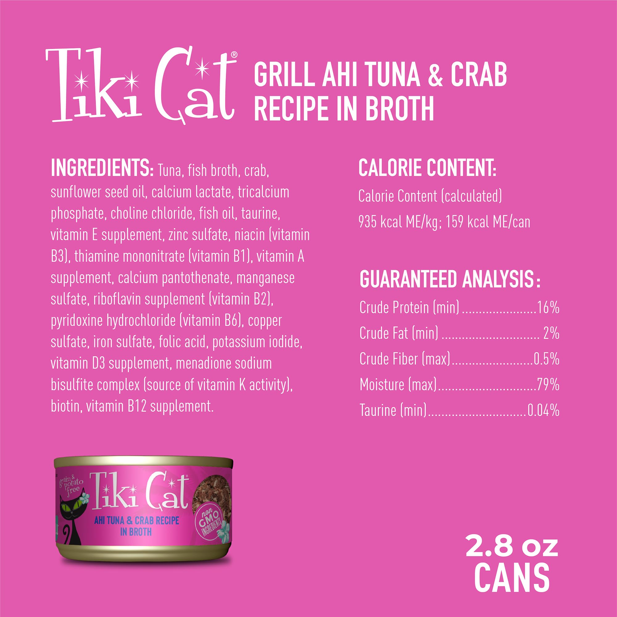 Etiquette nutrition Tiki Cat Grill: informations claires pour nutrition adaptée