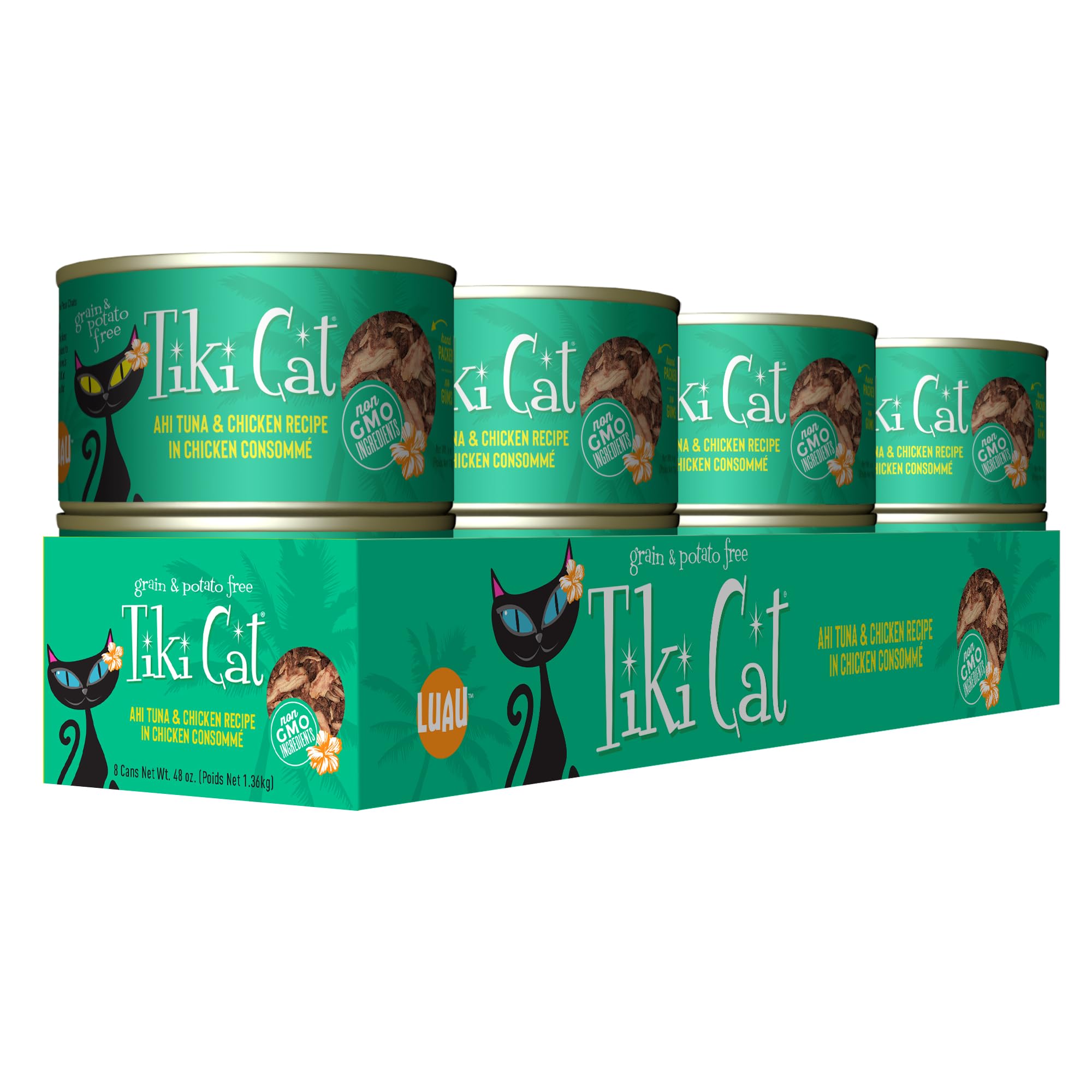 Étiquette Tiki Cat Luau: informations nutritionnelles claires et utiles.