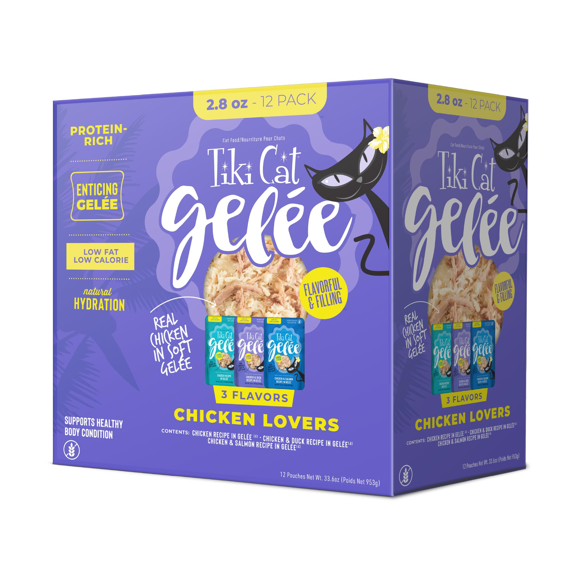 Tiki Cat Luau Lean Gelee avec poulet, texture gélee savoureuse pour stimuler l'appétit du chat