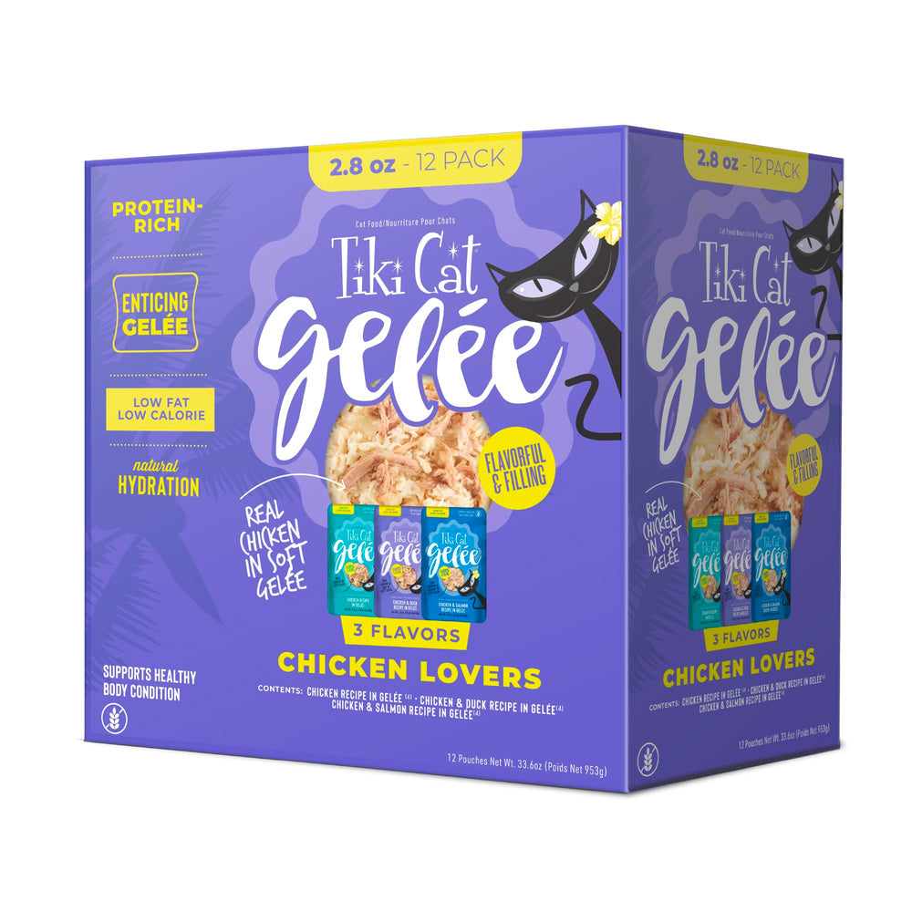 Tiki Cat Luau Lean Gelee avec poulet, texture gélee savoureuse pour stimuler l'appétit du chat