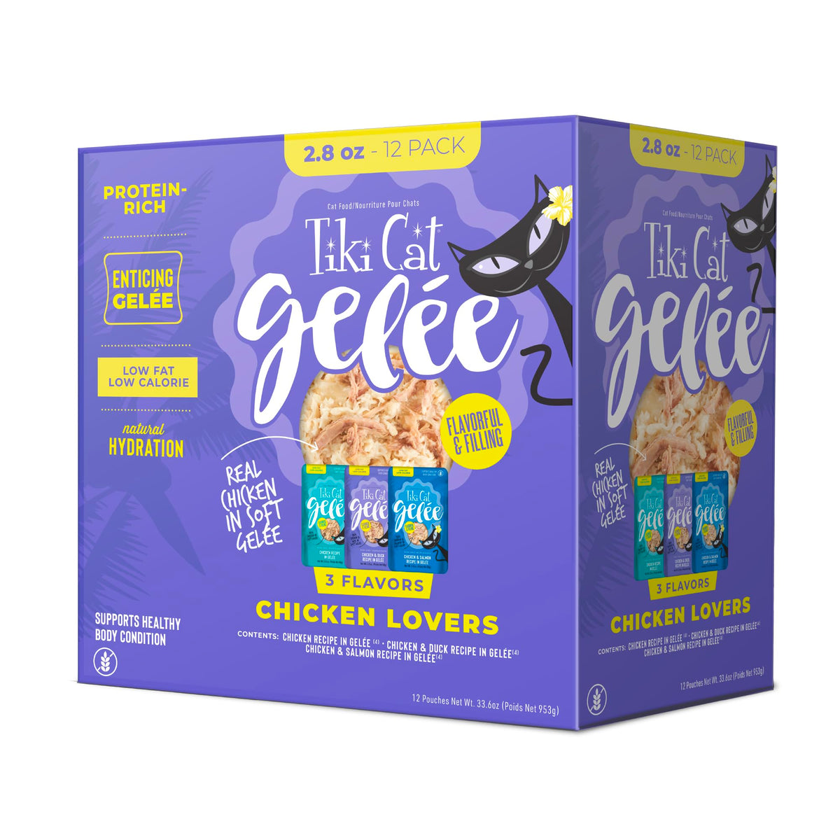 Tiki Cat Luau Lean Gelee avec poulet, texture gélee savoureuse pour stimuler l'appétit du chat