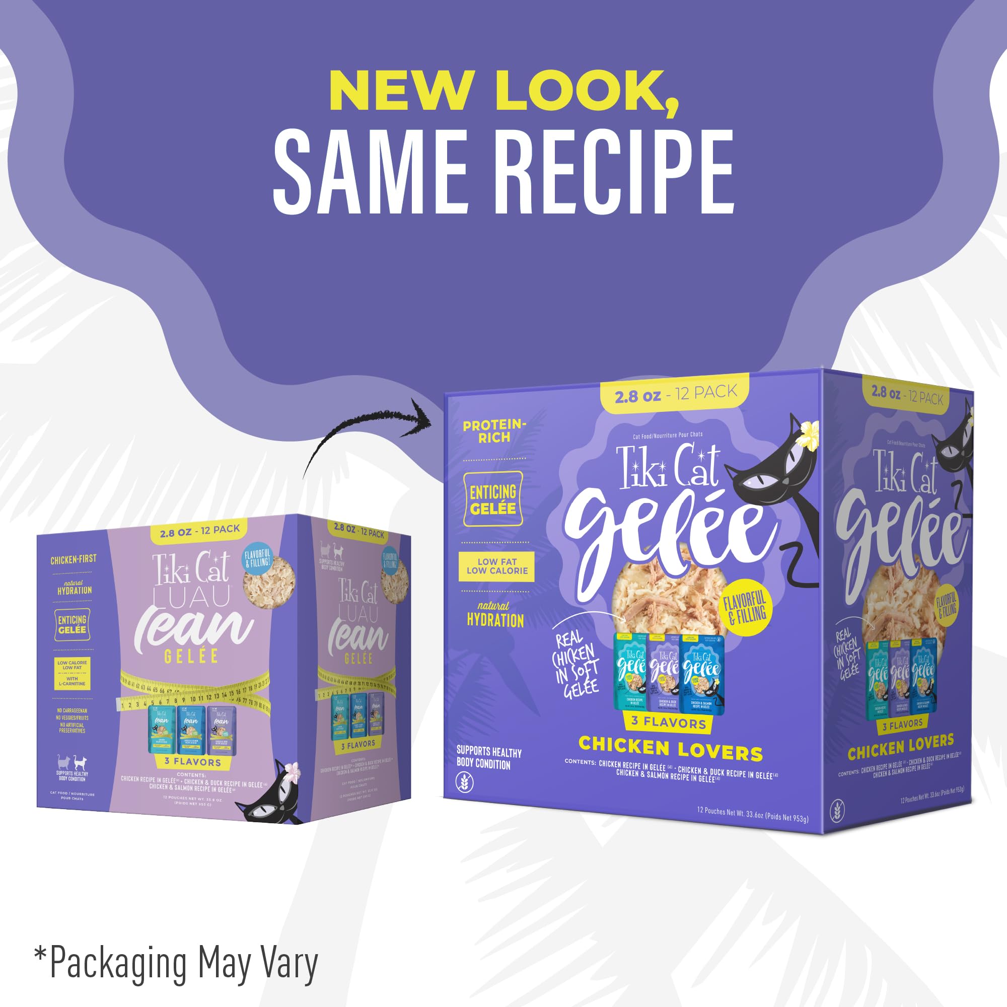 Format pratique : sachet de 2,8 oz de Tiki Cat Luau Lean Gelee