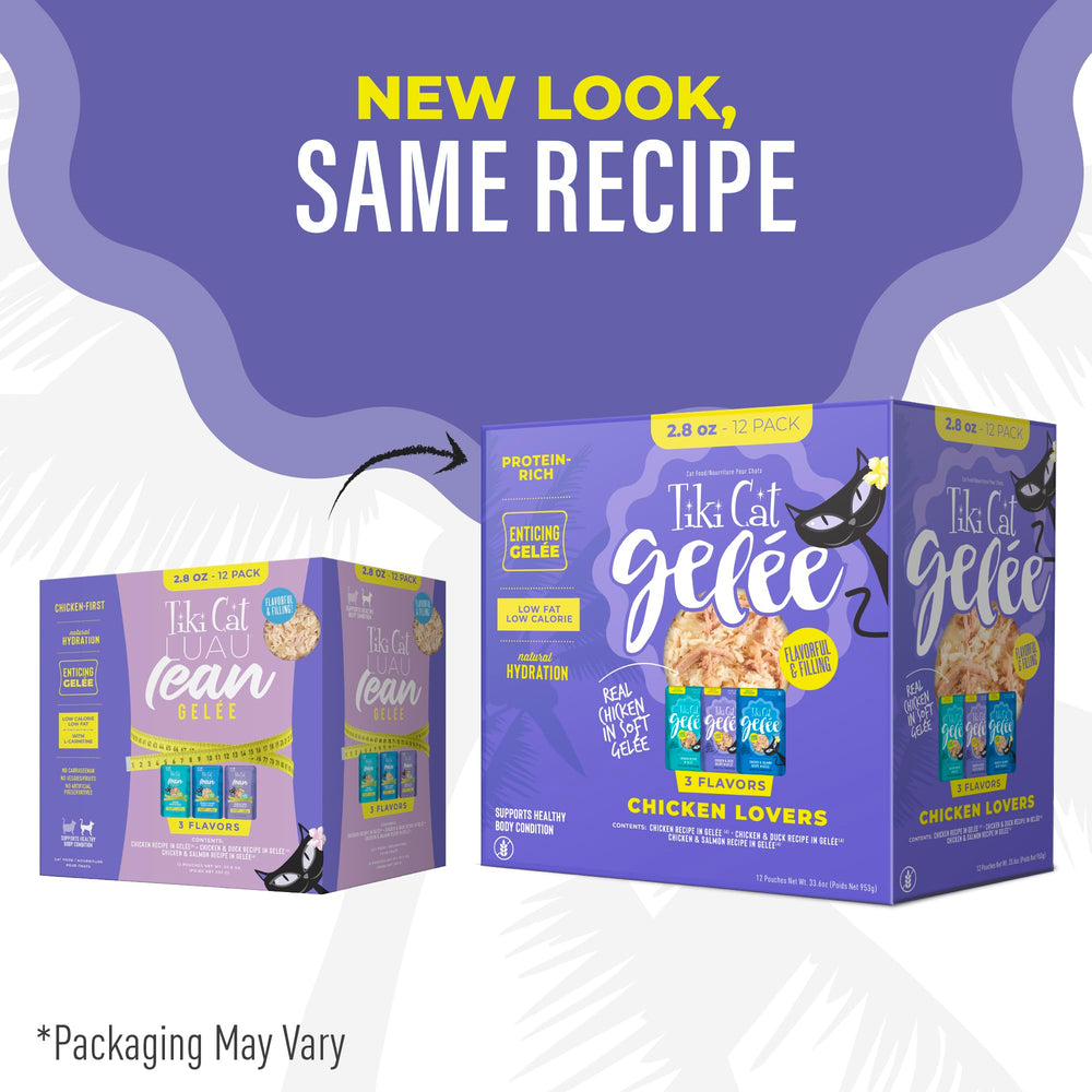Format pratique : sachet de 2,8 oz de Tiki Cat Luau Lean Gelee