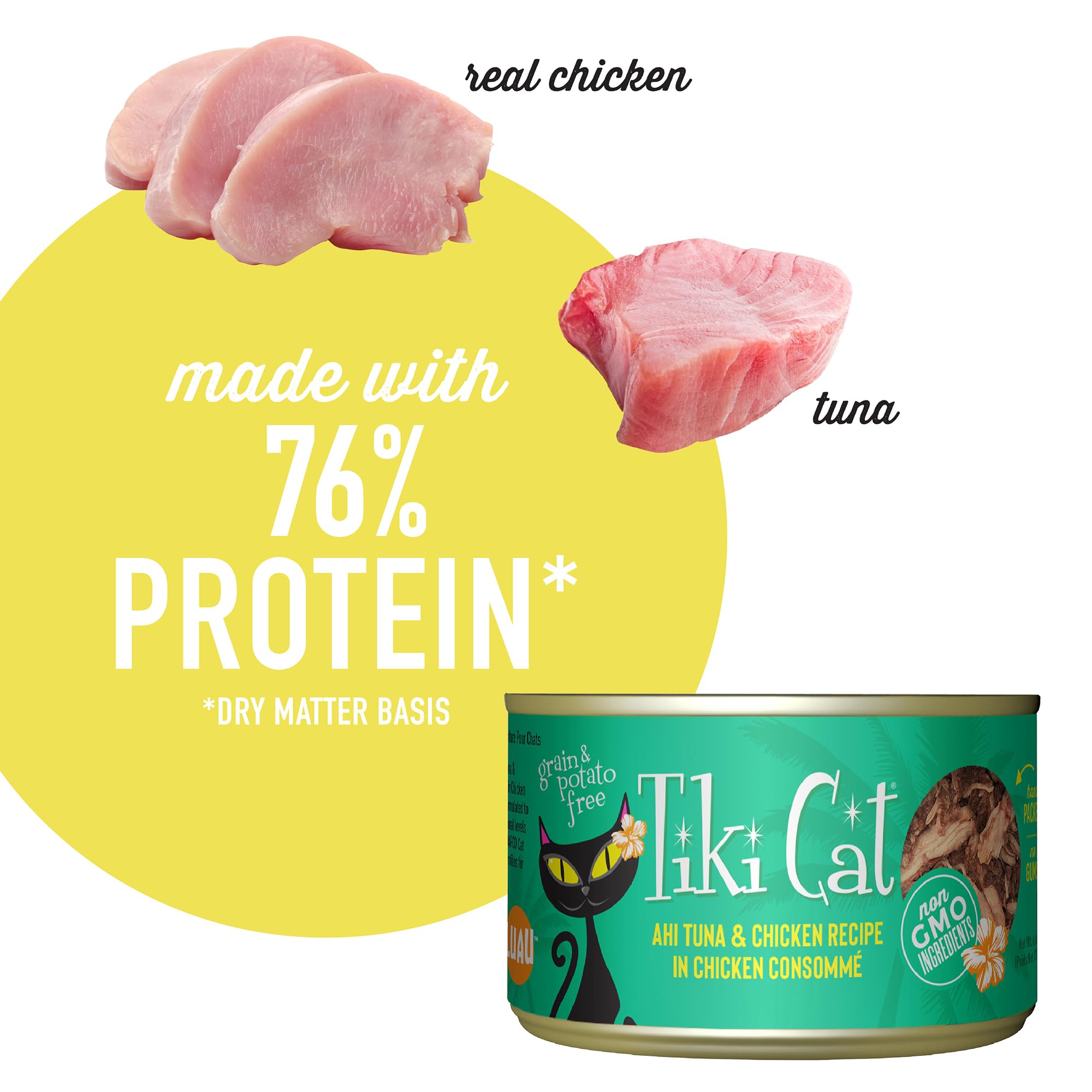 Protéines élevées Tiki Cat Luau: repas carnivore équilibré.