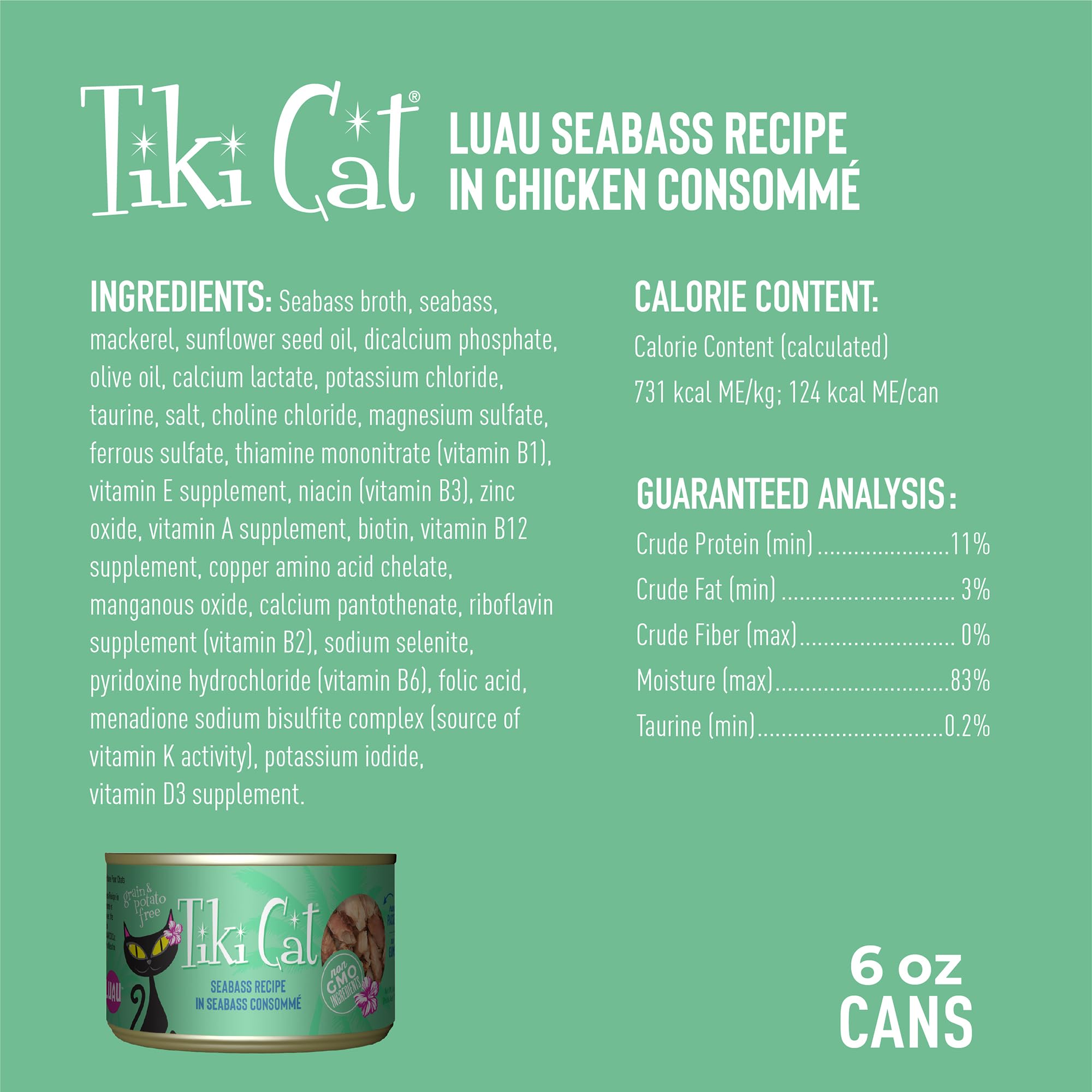 Tiki Cat Luau – sans céréales, ingrédients naturels.