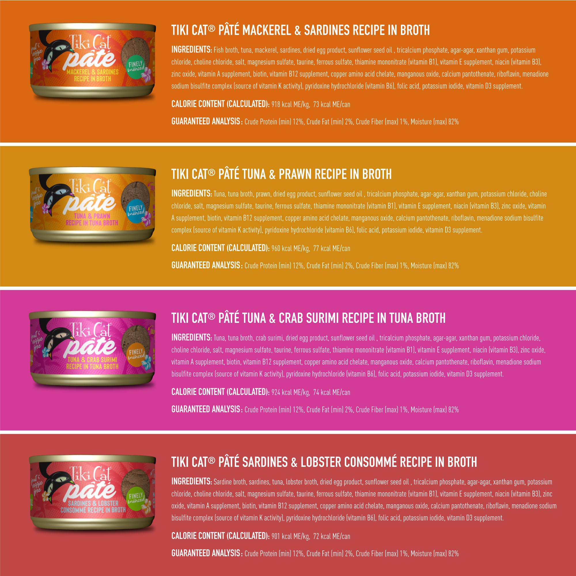 Tiki Cat Pate poisson-soft, texture fine, pratique pour les repas quotidiens.