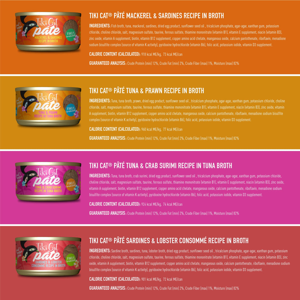 Tiki Cat Pate poisson-soft, texture fine, pratique pour les repas quotidiens.